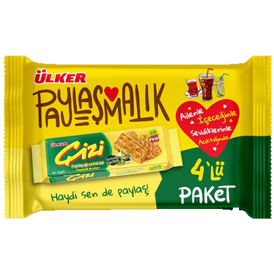 Ulker Cizi Veggie Crackers 4pcs Family Size 70gr x 4
